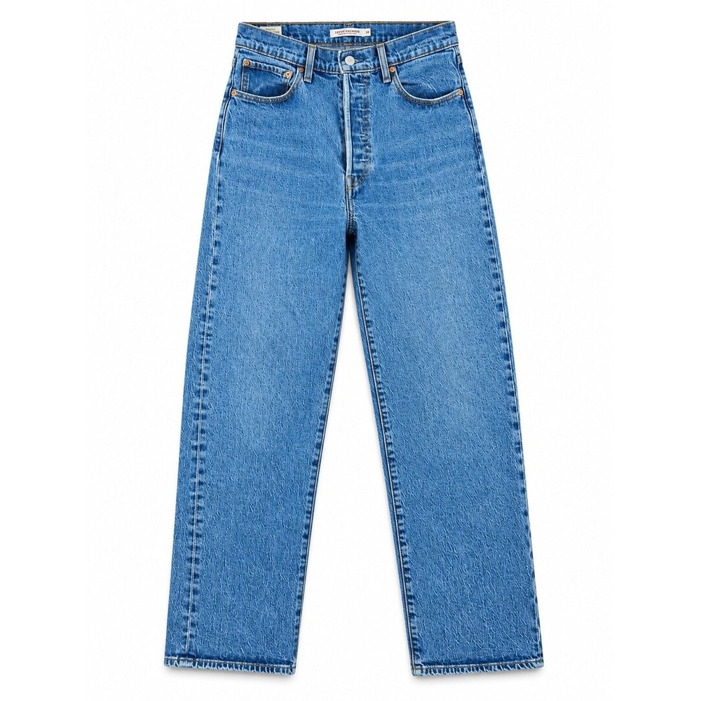 Levis Premium Womens Ribcage Straight Jeans W30 L27 Button Fly Medium Wash